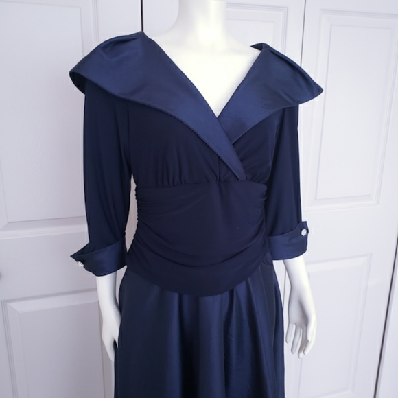 Laura Navy Blue Shawl Collar Cocktail Dress - Picture 5 of 5